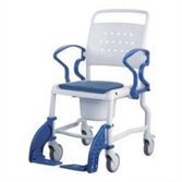 Cliquez sur l’image pour voir les détails du produit :Chaise percée BONN +roulettes + accoudoirs escamotables
